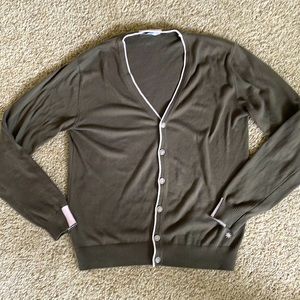 Manuel Ritz button down sweater in green and light pink size Large